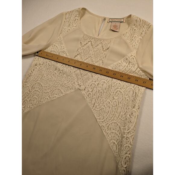 Anthropologie Flying Tomato Dress Sm Cream Dainty Lace Boho Embroidery Retro - Picture 10 of 13